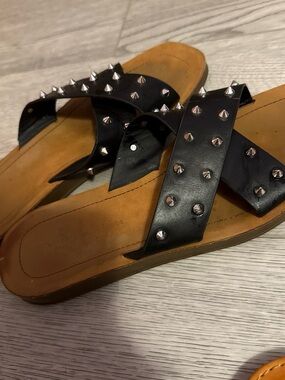 Women’s Black Studded Slide Sandals